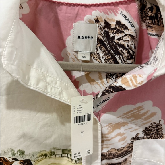 Anthropologie Maeve The Bennet Buttondown shirt size L NWT - Picture 2 of 3